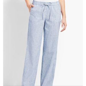 Talbots Pin Striped Linen/Cotton Wide Leg Pants